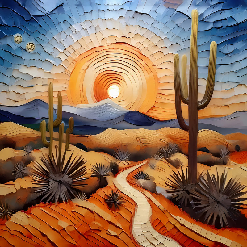 Cactus Path, 24" H x 24" W