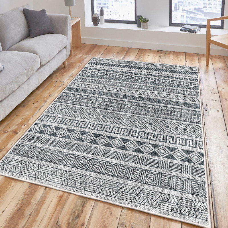 Luxury Cotton Area Rug, Grey & Black, 55.1 x 86.6 Inches | 100% Cotton, 1200 g/m², Pile Height: 0.4 Inches | Antibacterial, Non-Slip PVC Underside, Machine Washable | Perfect for Living Room & Bedroom Decor