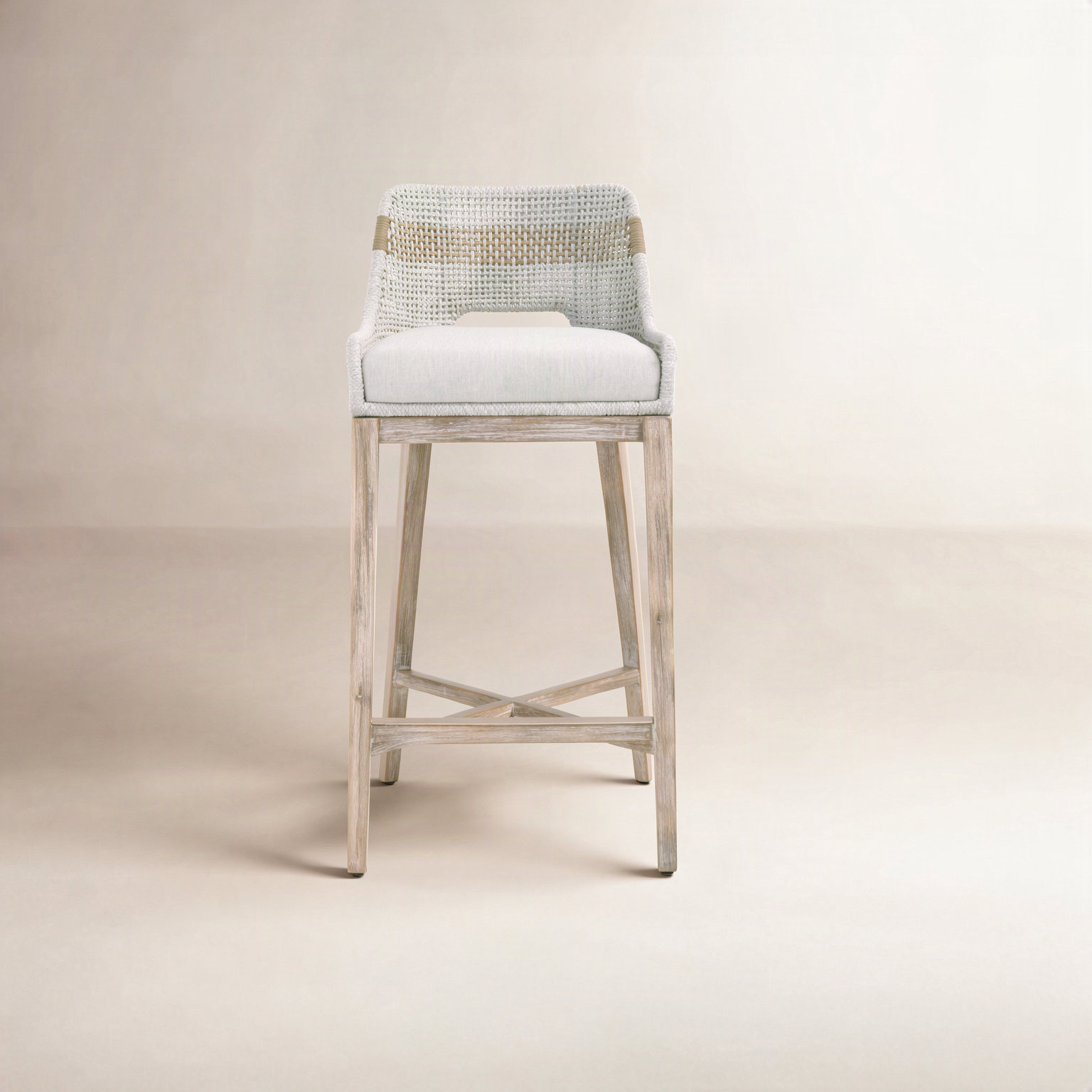 Bowker Bar and Counter Stool, Bar Stool (31” Seat Height), Taupe & White / Pumice
