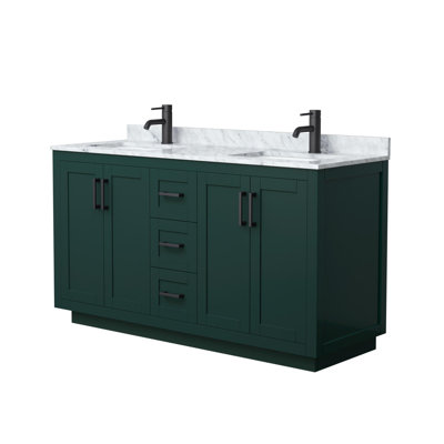 Ensemble de meuble-lavabo double 60 po avec plateau en marbre Miranda