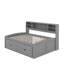 Lit de jour double avec 2 armoires de chevet, tablettes supérieures et tiroirs-2102326271