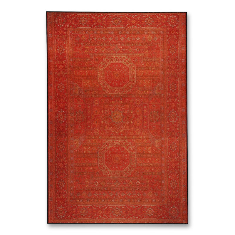 Tapis blanc tissé à motif lavable Mosso, 4'11" x 7'7"