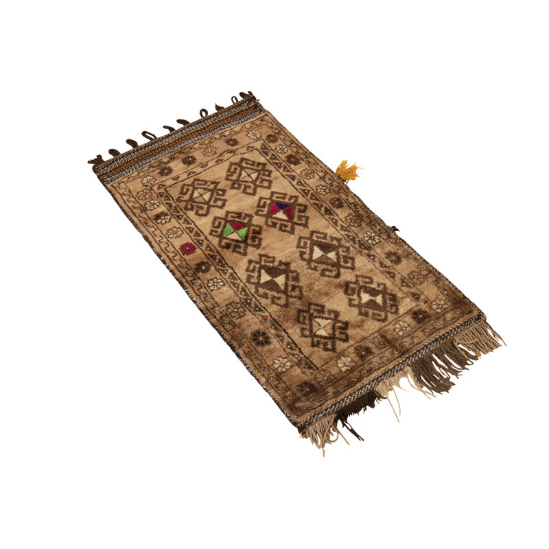 Wool Geometric Area Rug in Beige