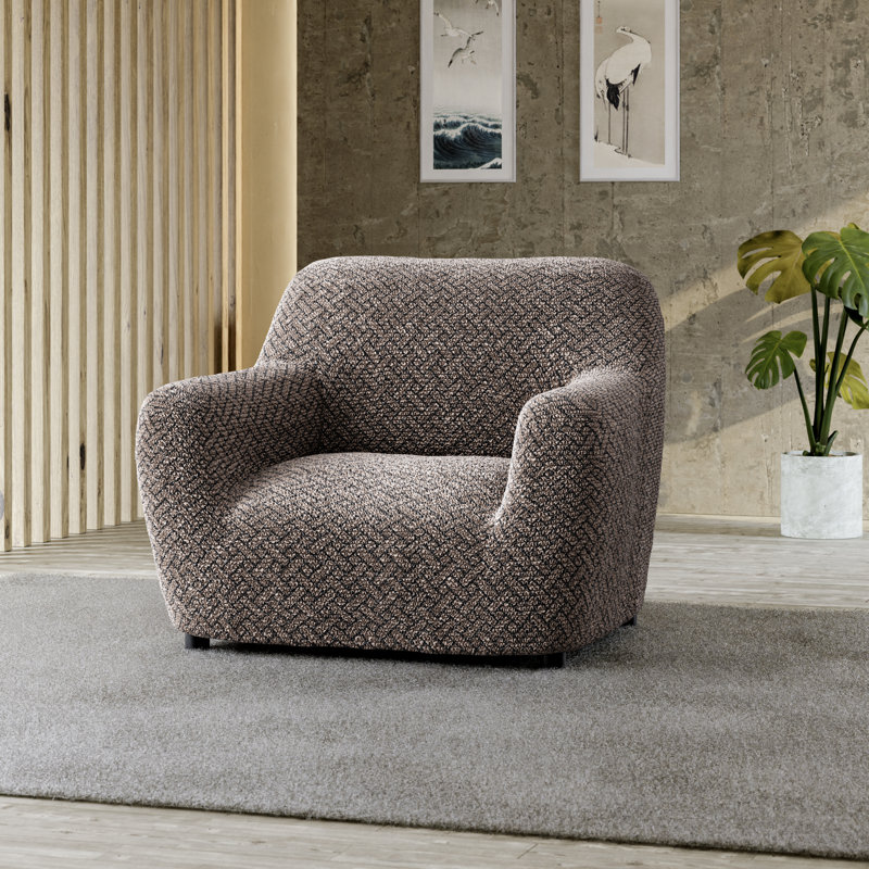 Stretchy Slipcover for Armchair - Durable & Stylish - Printed Collection, Venezia Brown