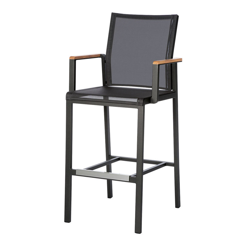 Aura Outdoor Bar Stool, 30", Charcoal, Graphite