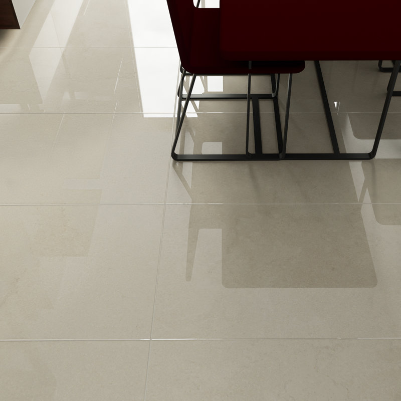 Nebula 24" x 48" Concrete Look Polished Porcelain Tile, Bianco White