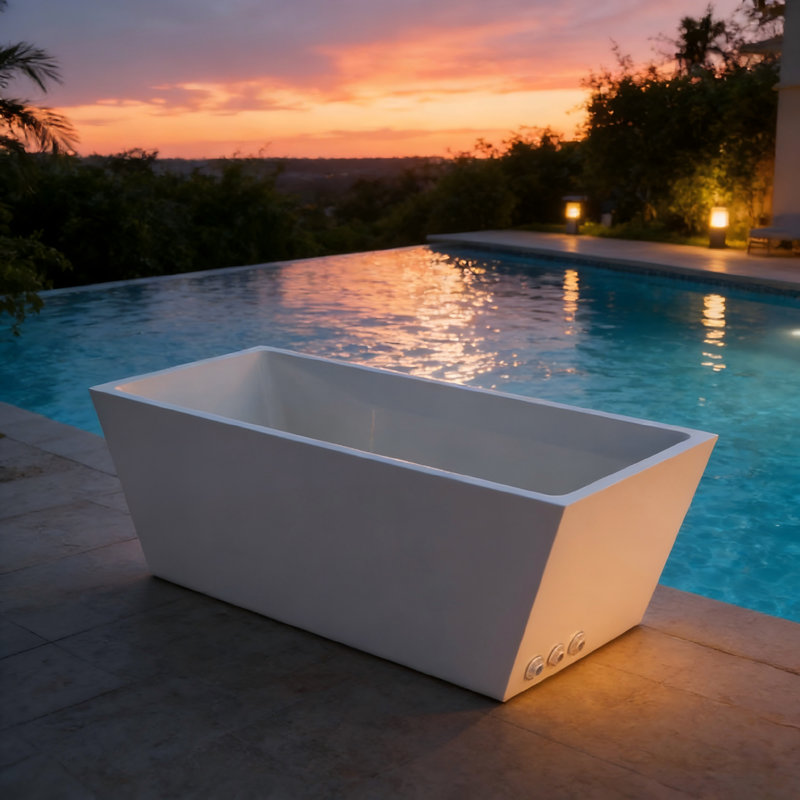 Rectangular Freestanding Soaking Acrylic Cold Plunge Tub