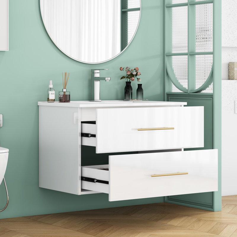 Meuble-lavabo mural 30 po, Blanc, H 19,7 po x l 30 po x P 18,5 po