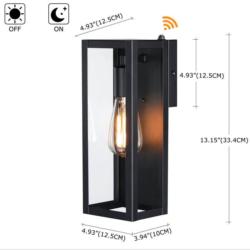 Bonshaw Outdoor Wall Light with Dusk to Dawn, 13.15”H x 4.93”W x 4.94”D