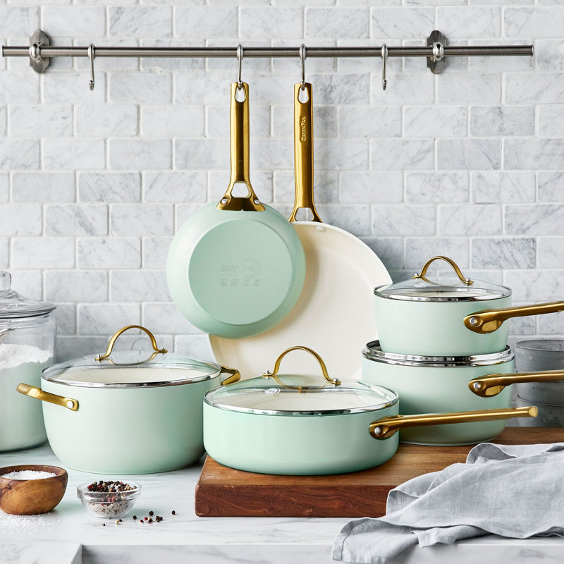 Greenpan Padova Reserve 6 Piece Set - Blush Pink, Green