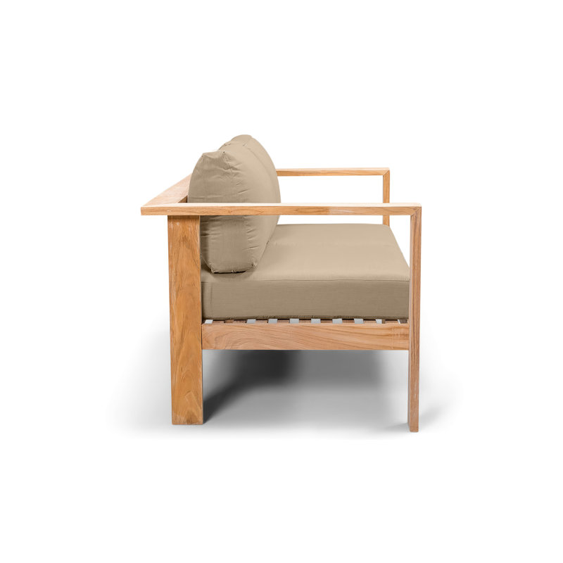 Sonoma 59'' Wide Teak Loveseat with Sunbrella Cushions, Canvas Heather Beige Sunbrella® Canvas