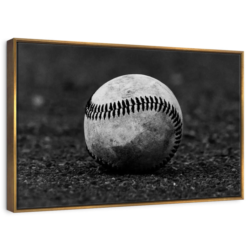 Baseball monochrome, Cadre flottant doré, 31 po x 21 po
