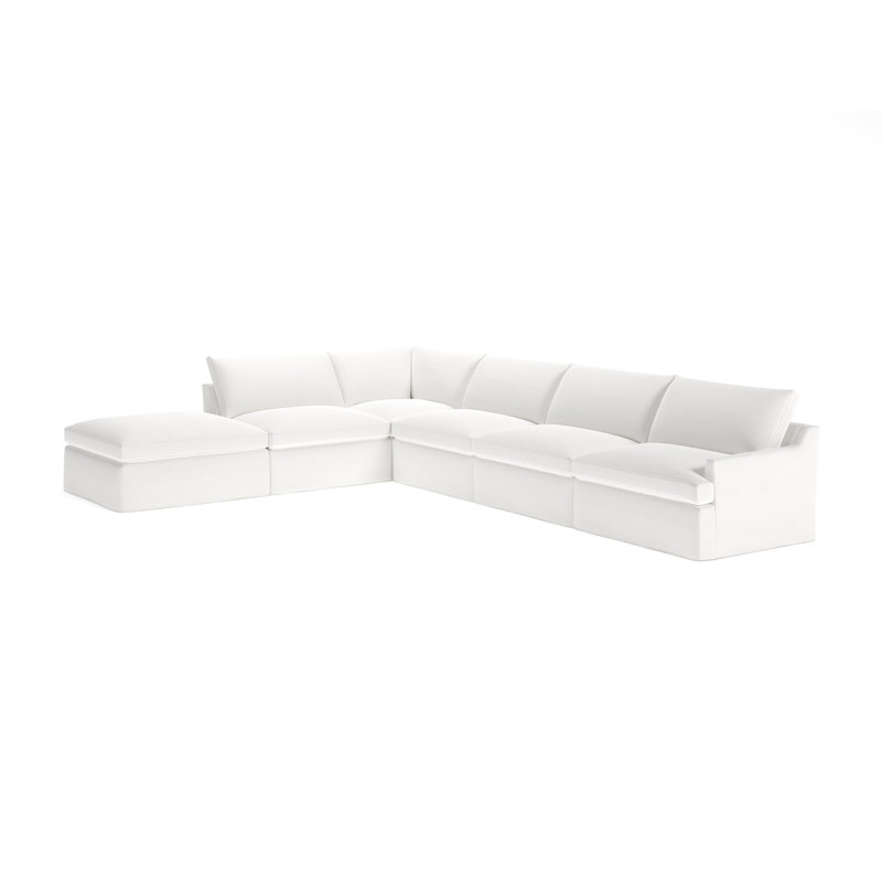 Canapé modulaire 6 pièces Wrenley, Natté lueur lunaire Drusky Sustain®, Orienté à gauche (vu de face)
