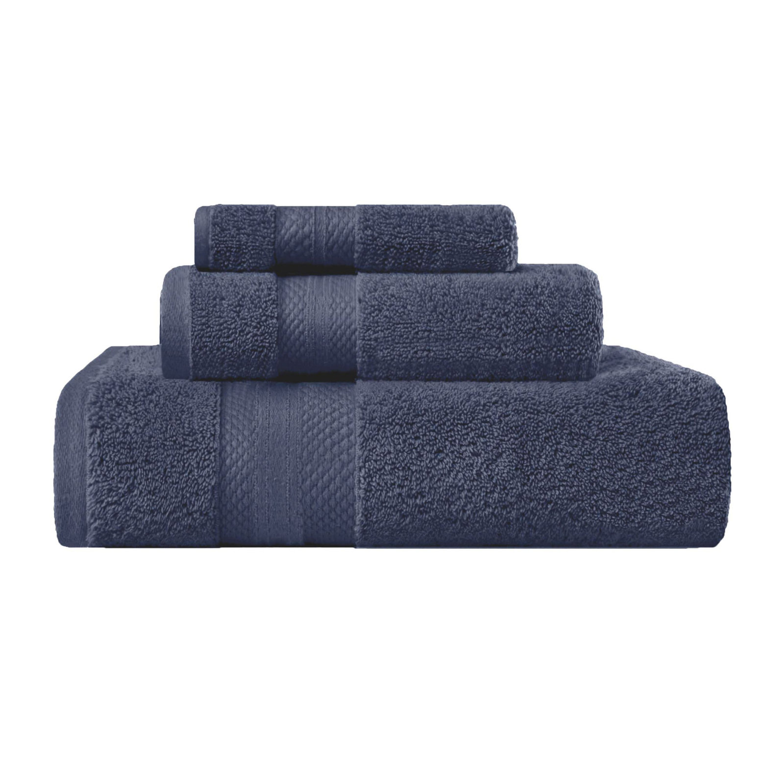 Finnian Turkish Cotton Bath Towel, Crown Blue, 3 Piece Towel Set