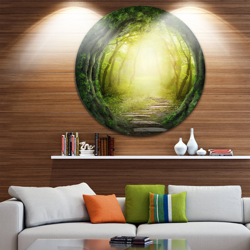 « magic green forest », reproduction de photo sur métal, H 23 po x l 23 po x P 1 po