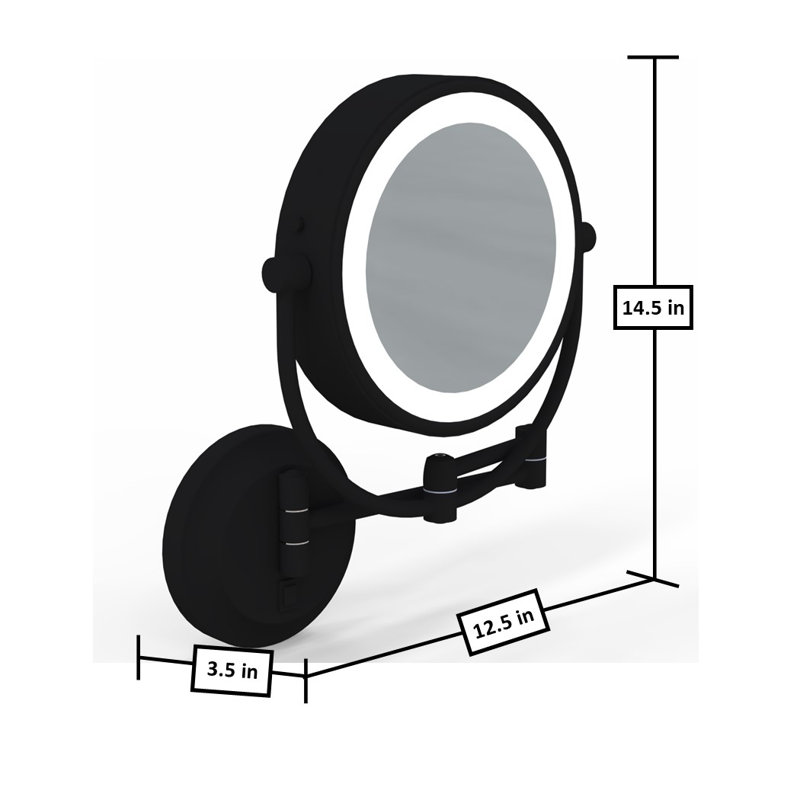 Miroir de maquillage lumineux à DEL, Noir