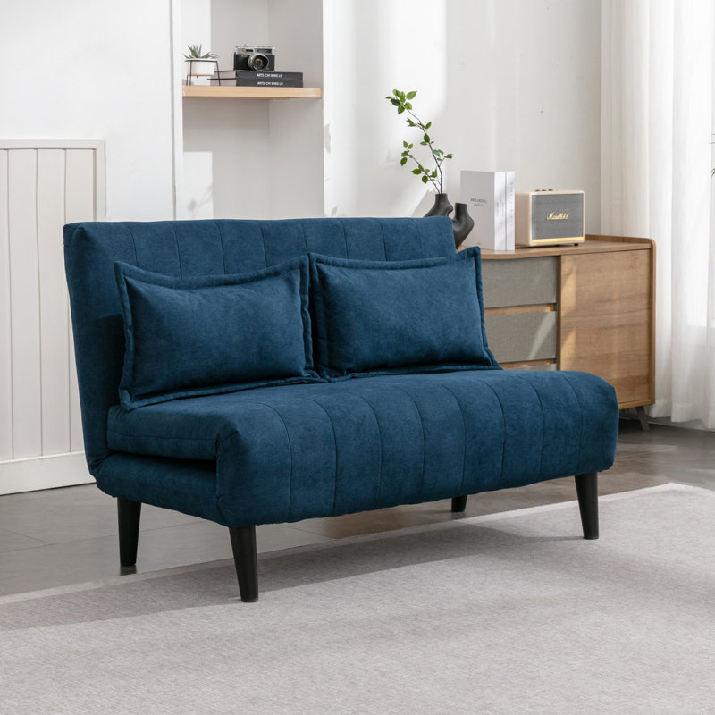 Nari 125.5Cm Linen Armless Sofa Bed, Blue