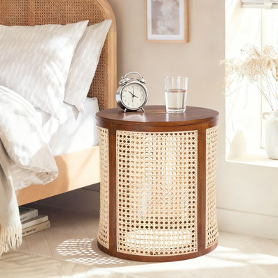 Table de chevet ronde avec rangement Boho