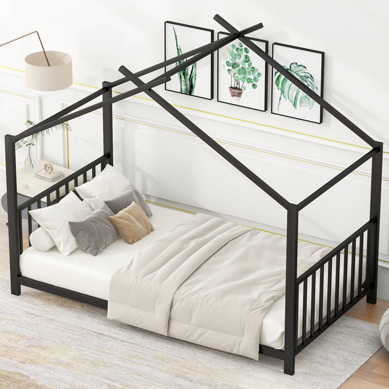 House Platform Bed, Black