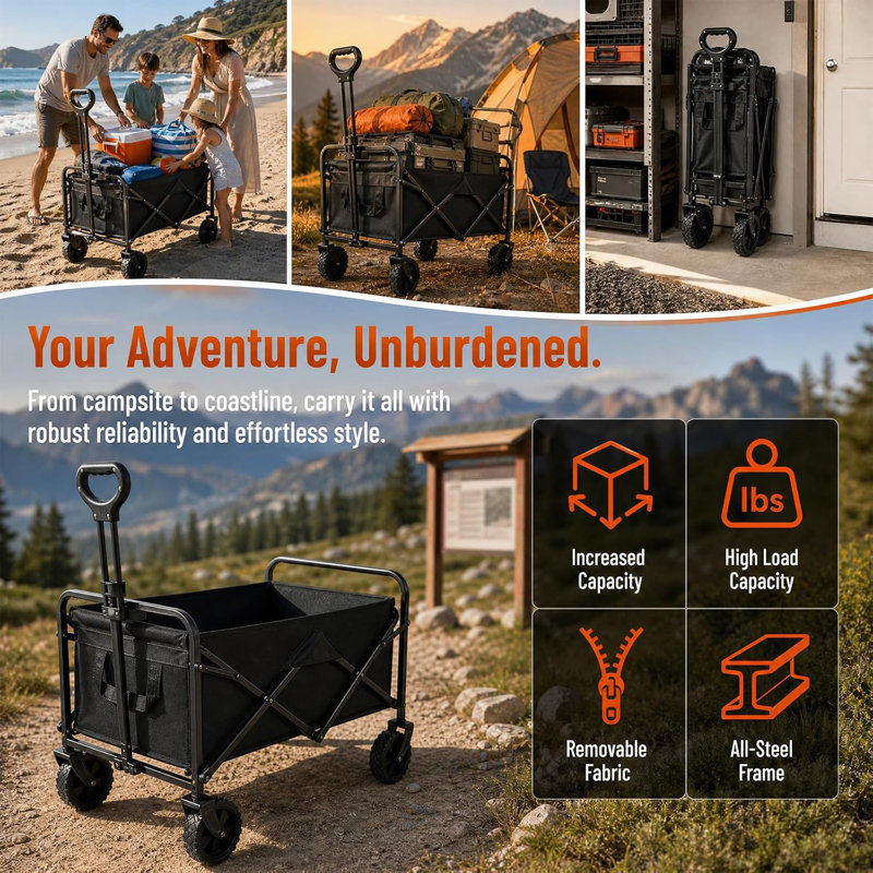 Foldable Camping Garden Wagon Cart ,Load 150kg