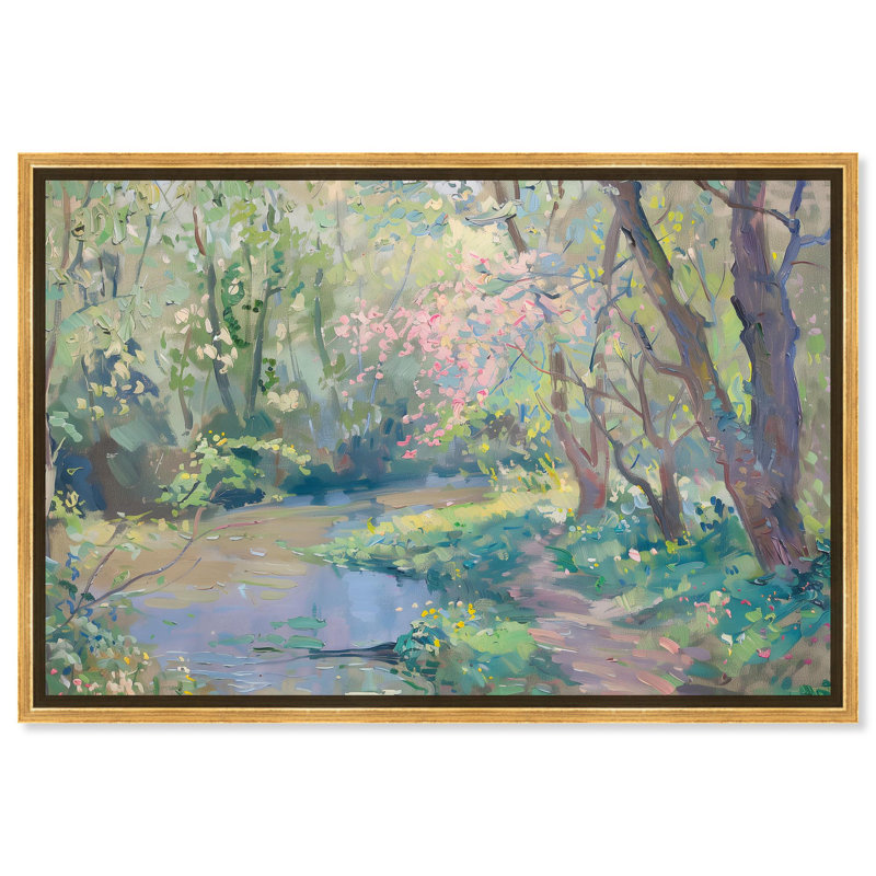 Impression sur toile «Pastel Creek» par Art Remedy, Cadre noir, H 25 po x l 37 po