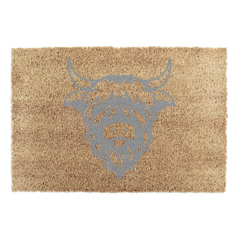 Southport Highland Cow Kitchen Mat, Grey/Yellow