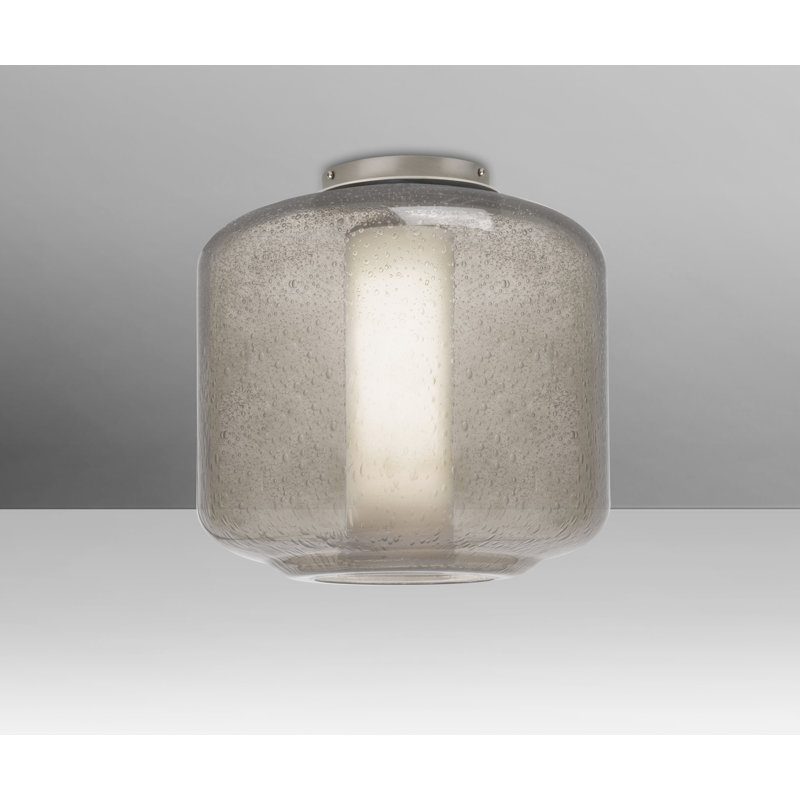 Spero Glass Semi Flush Mount, Satin Nickel, Smoke