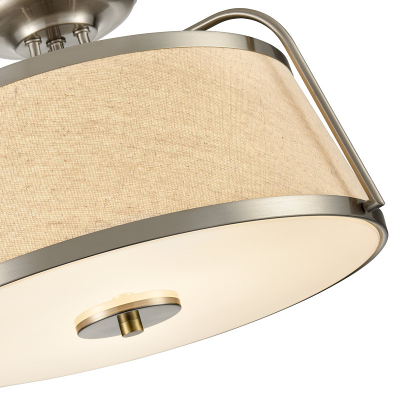 Ethelwyn 10" Tall Integrated LED Semi Flush Mount with Fabric Shade, Brushed Nickel