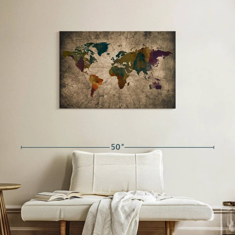 Carte du monde Aliaz XLIV, H 24 po x l 36 po