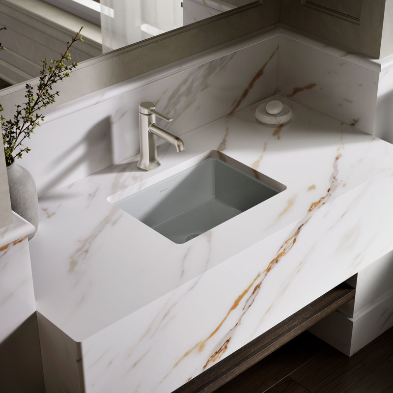 Under-Mount Bathroom Sink, Ice Gray