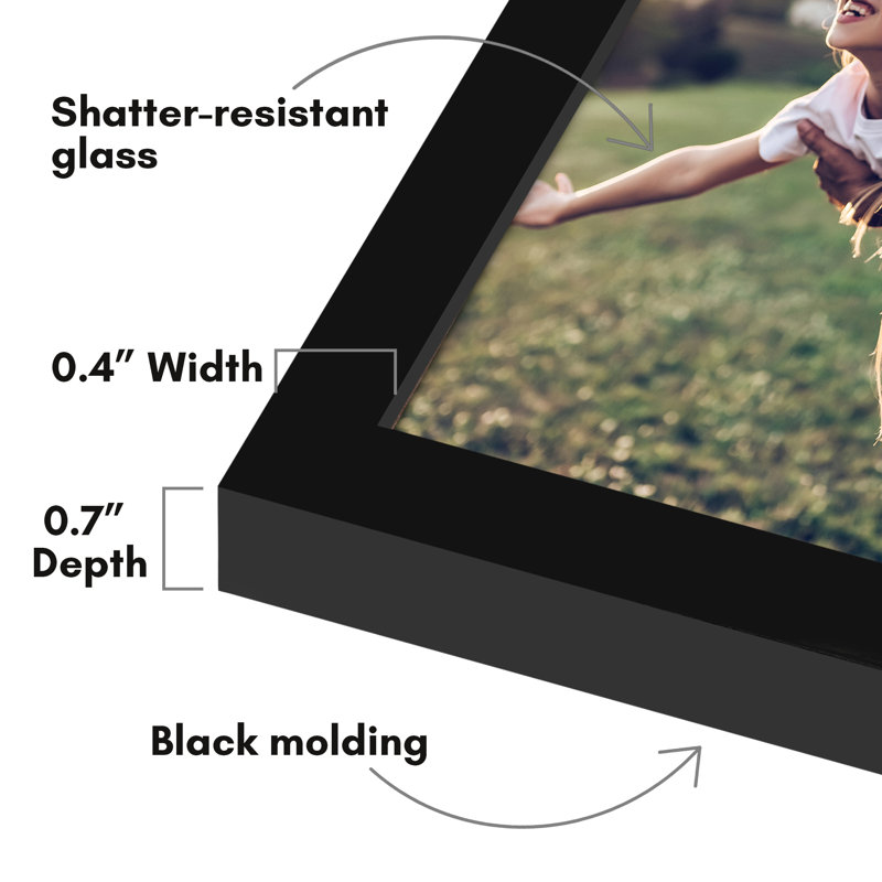 Americanflat Picture Frame - Thin Border Poster Frame with Plexiglass for Wall Display, Black, 10" x 12"