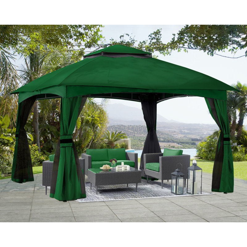 Steel Patio The Soft Roof Gazebos, Forest Green, 110" H x 143" W x 118" D