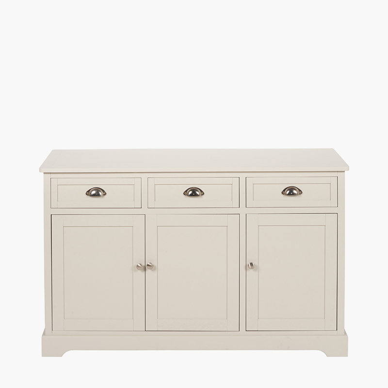 120cm W 3 - Drawer Chest of Drawers, Airy Linen/Silver