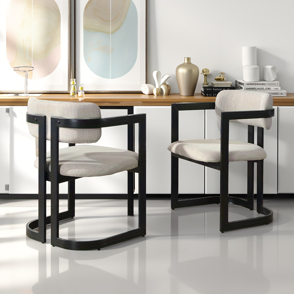 Orren Ellis Set Of 2 Upholstered Dining Chairs – Fabric Armchairs With ...