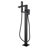 Rift Collection Single Handle Floor Mounted Roman Tub Filler Faucet with Hand Shower - Matte Black-92021219