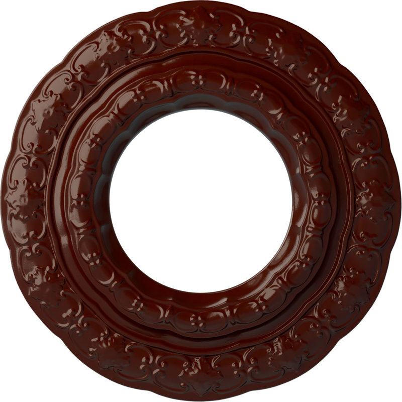 Endurathane Lisbon Ceiling Medallion, 15 3/8"OD x 7"ID x 1"P (Fits Canopies up to 7"), Hand-Painted Brushed Mahogany Finish