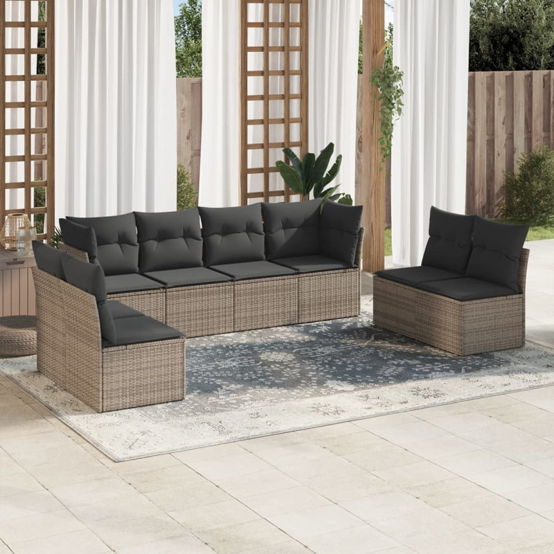 Ensemble de canapé de jardin, Gris, Gris foncé