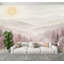Papier peint adhésif peler et coller Serene Misty Mountain Landscape Sun Forest Silhouettes Soft Pastel Wall Wallals-2060431896