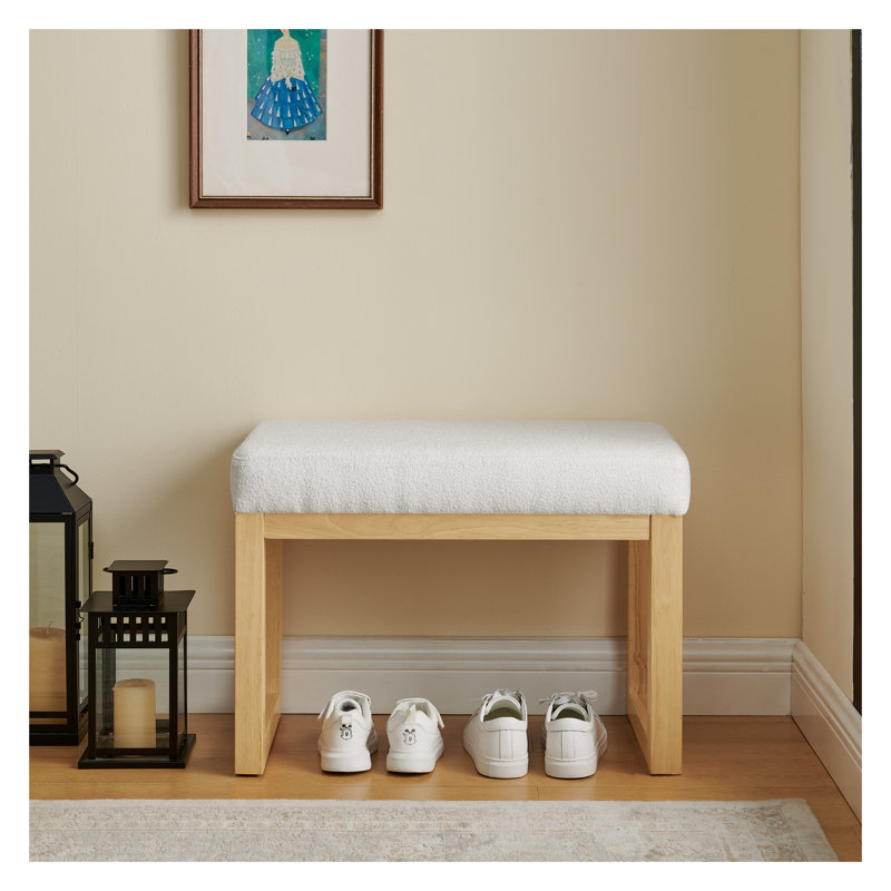 Banc à chaussures en bois avec siège rembourré doux - Banc de rangement d'entrée pour petits espaces, beige