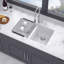 Évier de cuisine encastré en quartz / granite à double cuves 33 "x 19"-111027050