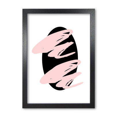 Abstract Black Oval with Pink Strokes 1 Piece Single Picture Frame Wall Art