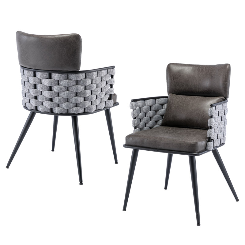 Jonn Upholstered Back Arm Chair, Black Gray