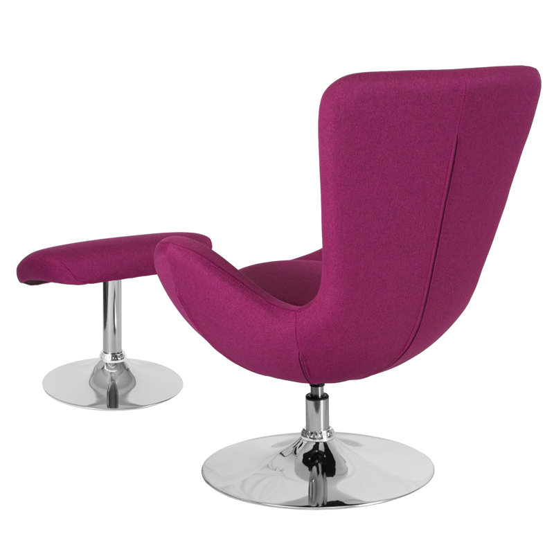 Egg Series LeatherSoft Side Reception Chair w/Bowed Seat &Ottoman - Guest Seating, Magenta