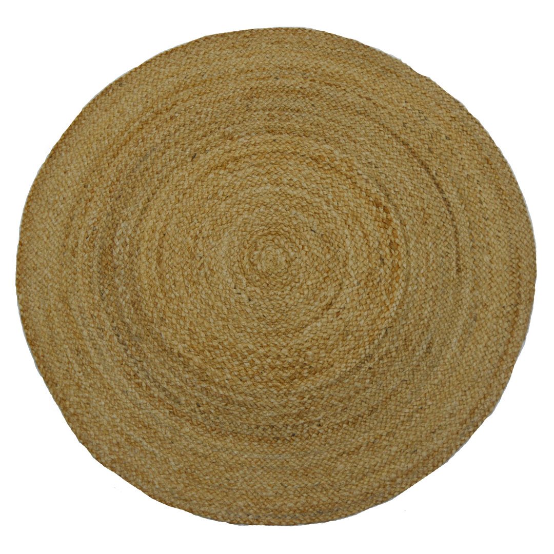 Amaur Rustic Natural Jute Round Hand Woven Area Rug - Reversible Design