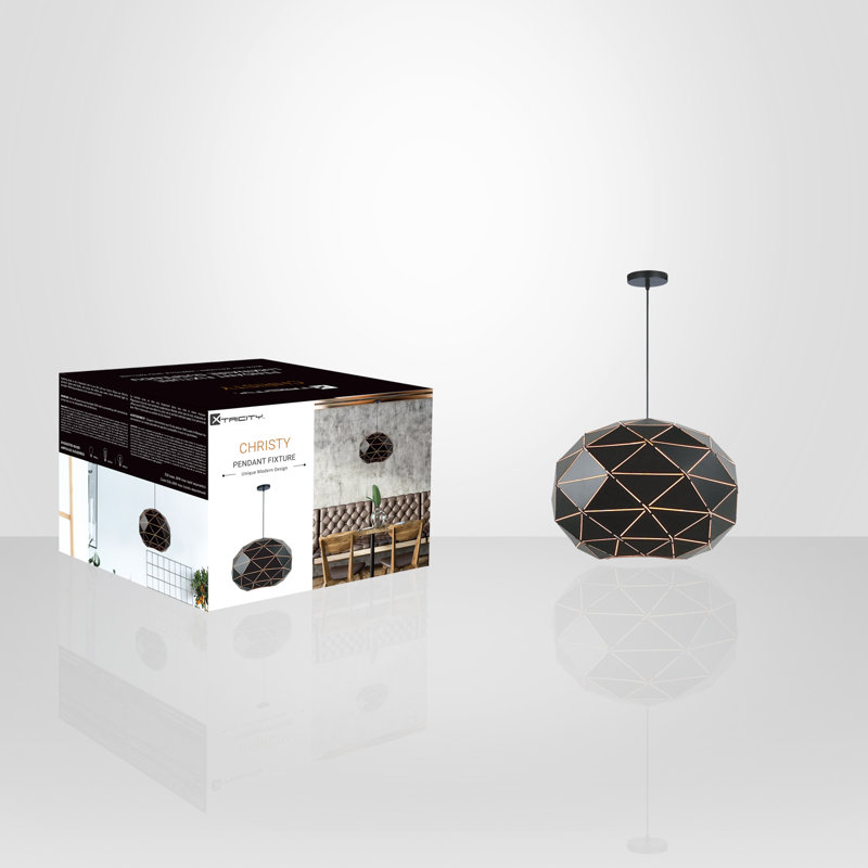 Luminaire suspendu sphère 1 lumière Christy, Noir