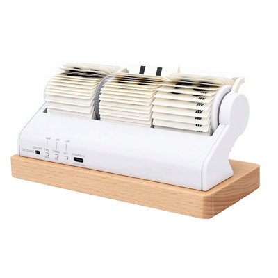 Réveil à bascule, mouvement mécanique à quartz, alimentation USB, style rétro, en bois, automatique, blanc, idéal pour la maison ou le bureau.