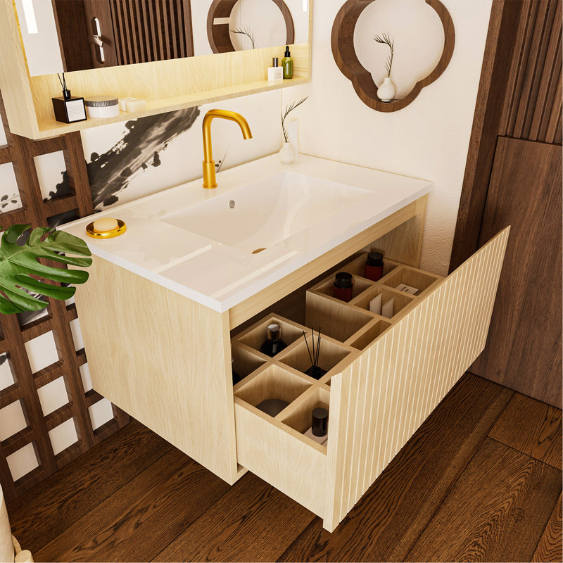 Armoire de meuble-lavabo 30 po sans lavabo en céramique, Naturel, Naturel