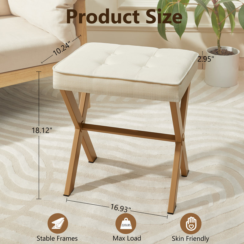 Tabouret d'appoint Cracraft, Bois brun, Beige