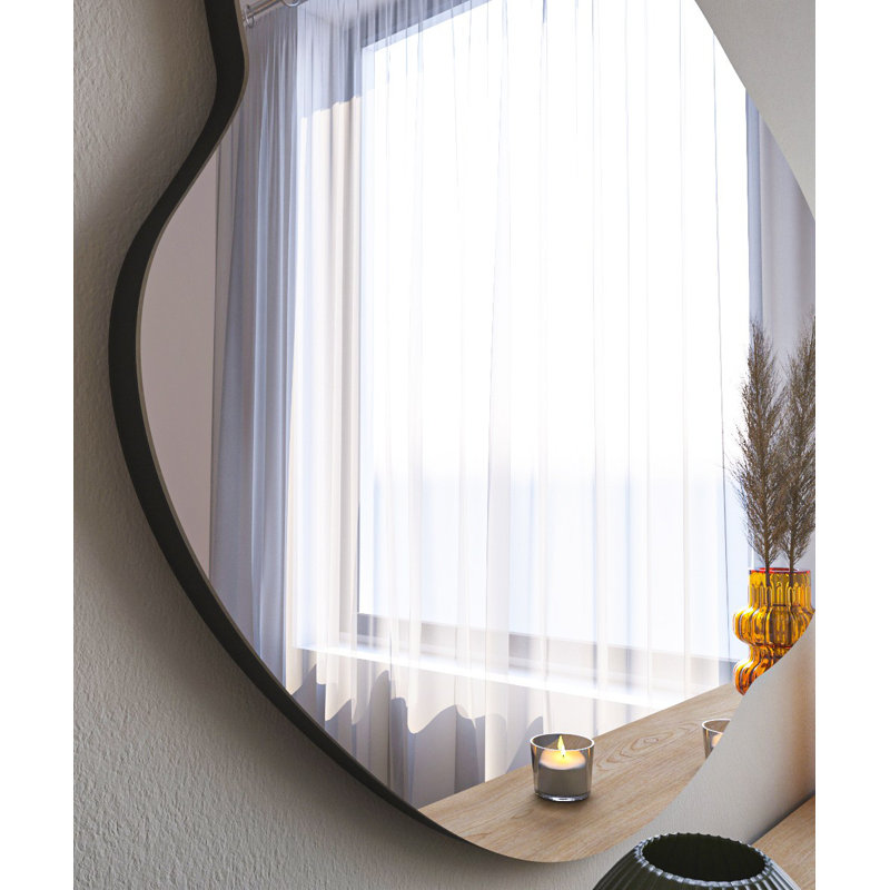 Modern Dresser Mirror, Black, 23.6 x 33.5 x 0.9 inches | 100% MDF with Ecological Flotal-E Glass | Wall-Mountable Design, Perfect for Bedrooms & Living Rooms, Stylish and Functional Home Décor