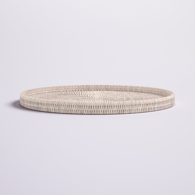 Plateau de service fait à la main Landers, Blanc délavé, 1" H x 14" W x 14" D